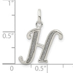 Sterling Silver Glitter Enamel Letter H Pendant with Polished Finish