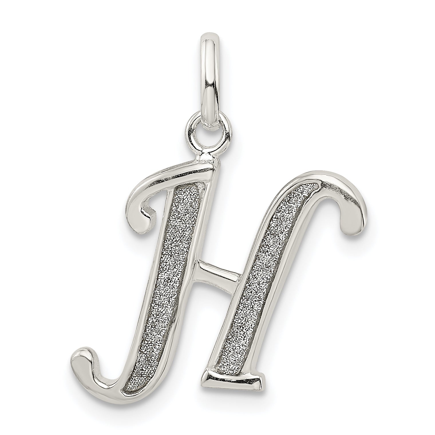 Sterling Silver Polished Glitter Enamel Letter H Initial Charm Main image
