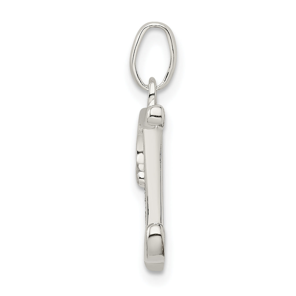 Sterling Silver 925 'I' Pendant with Glitter Enamel Finish