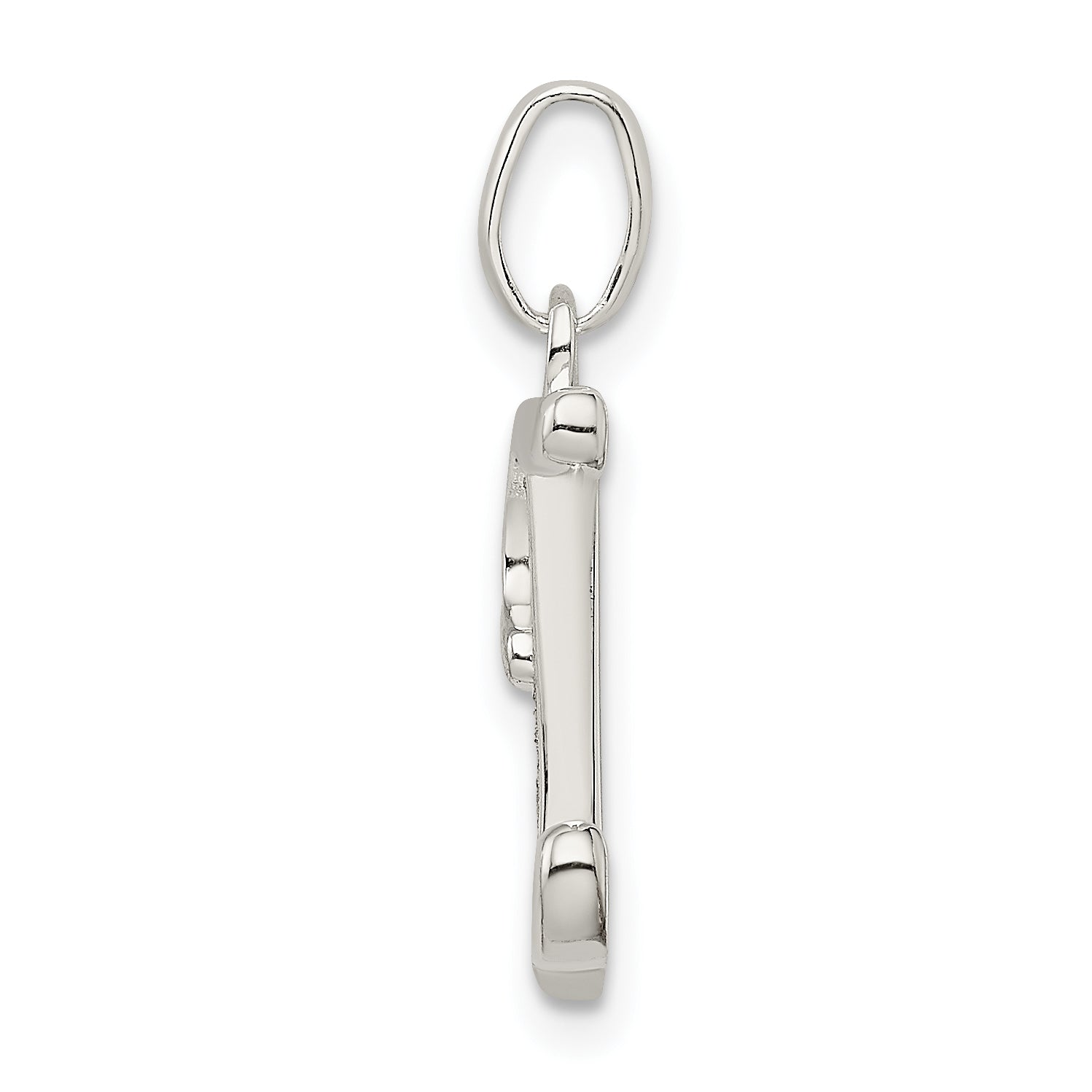 Sterling Silver 925 'I' Pendant with Glitter Enamel Finish