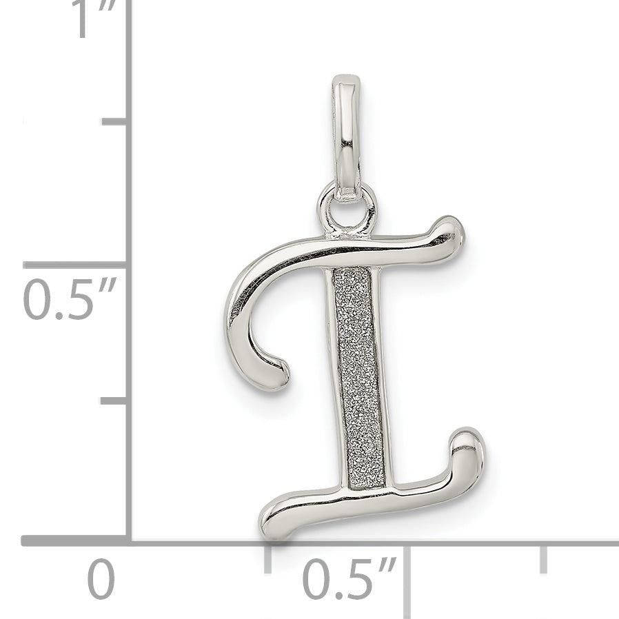 Sterling Silver 925 'I' Pendant with Glitter Enamel Finish