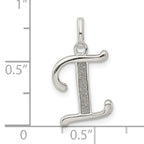 Sterling Silver 925 'I' Pendant with Glitter Enamel Finish