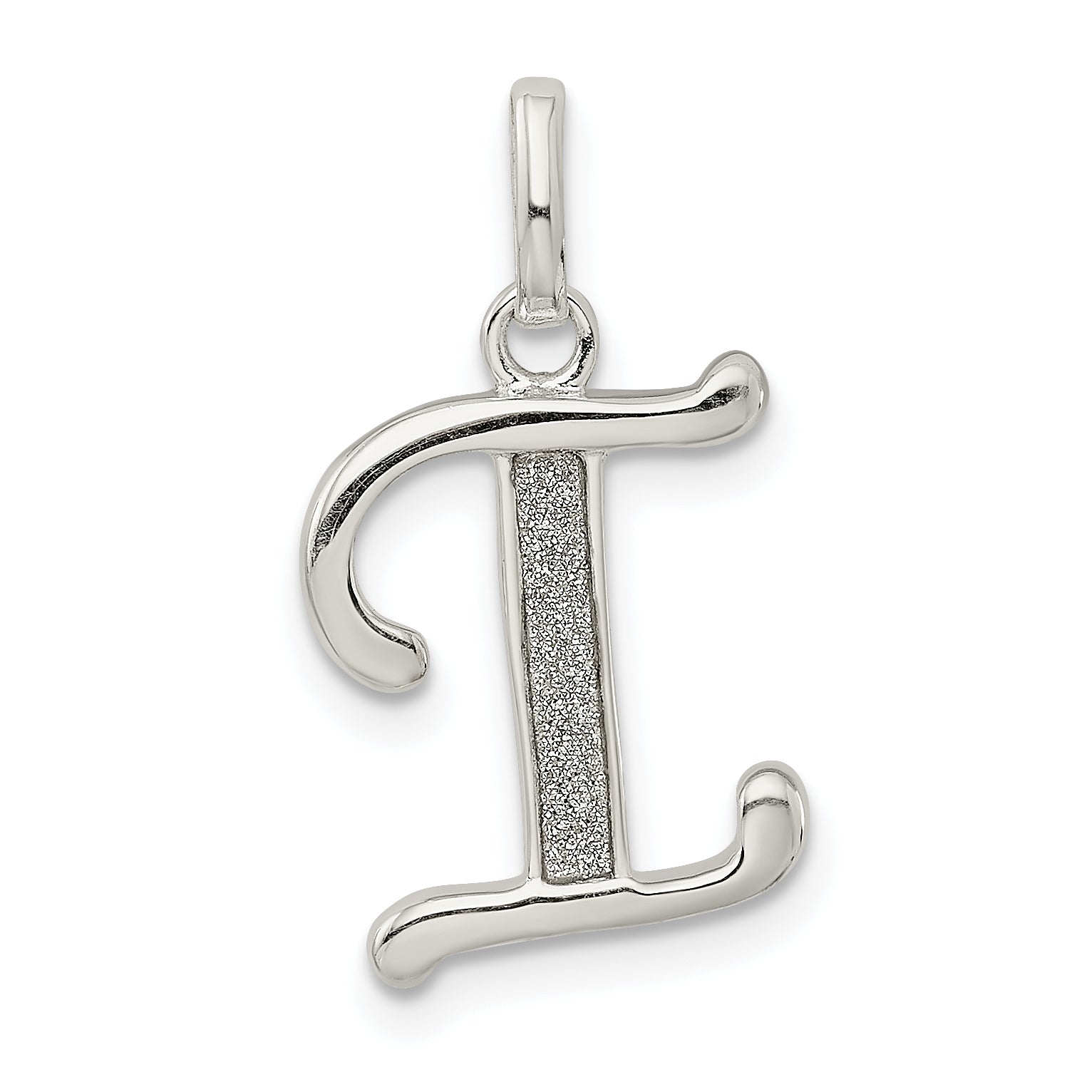 Sterling Silver Polished Glitter Enamel Letter I Initial Charm Main image