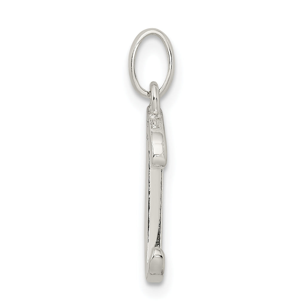 Sterling Silver 925 Glitter Enamel Letter J Pendant Polished Finish