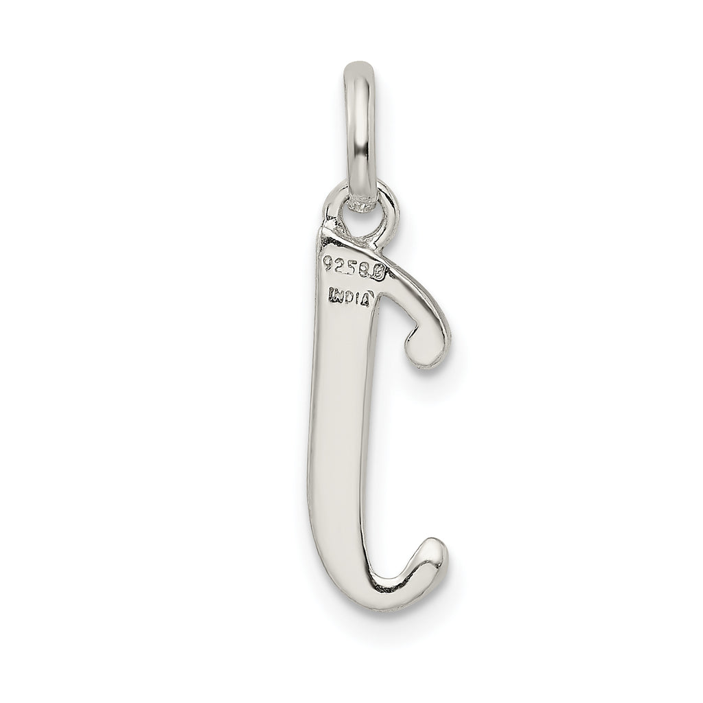 Sterling Silver 925 Glitter Enamel Letter J Pendant Polished Finish