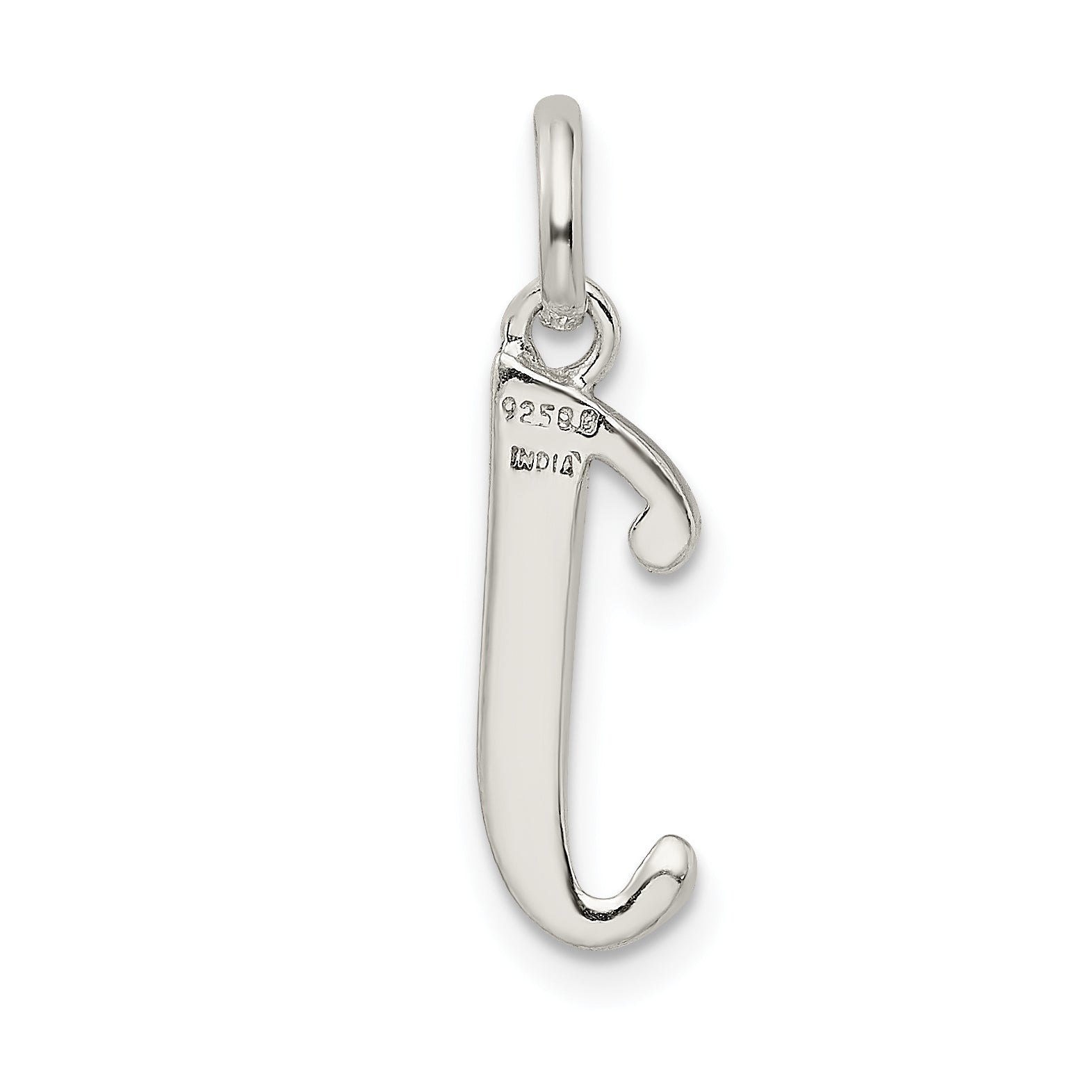 Sterling Silver 925 Glitter Enamel Letter J Pendant Polished Finish