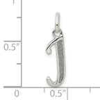 Sterling Silver 925 Glitter Enamel Letter J Pendant Polished Finish