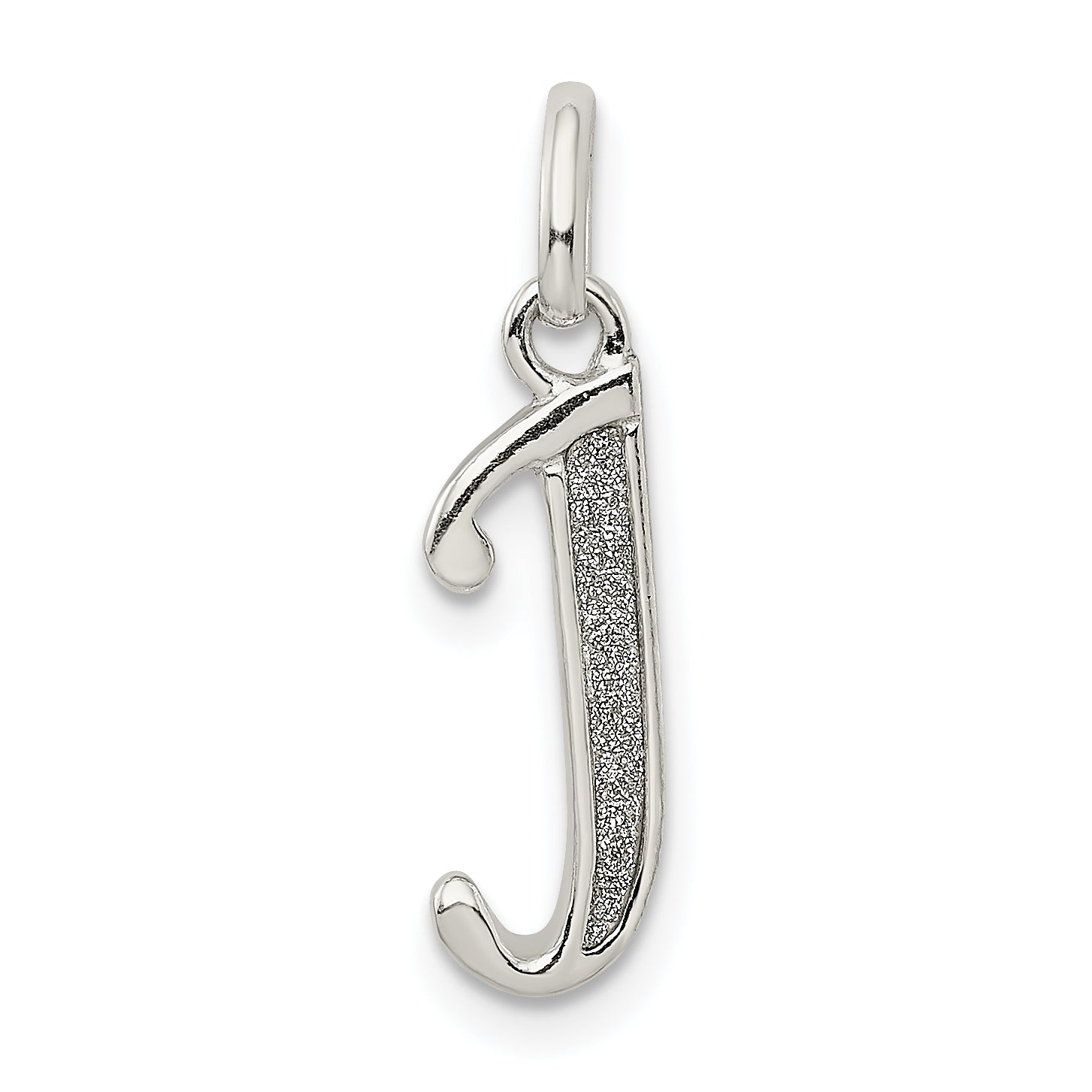 Sterling Silver Polished Glitter Enamel Letter J Initial Charm Main image