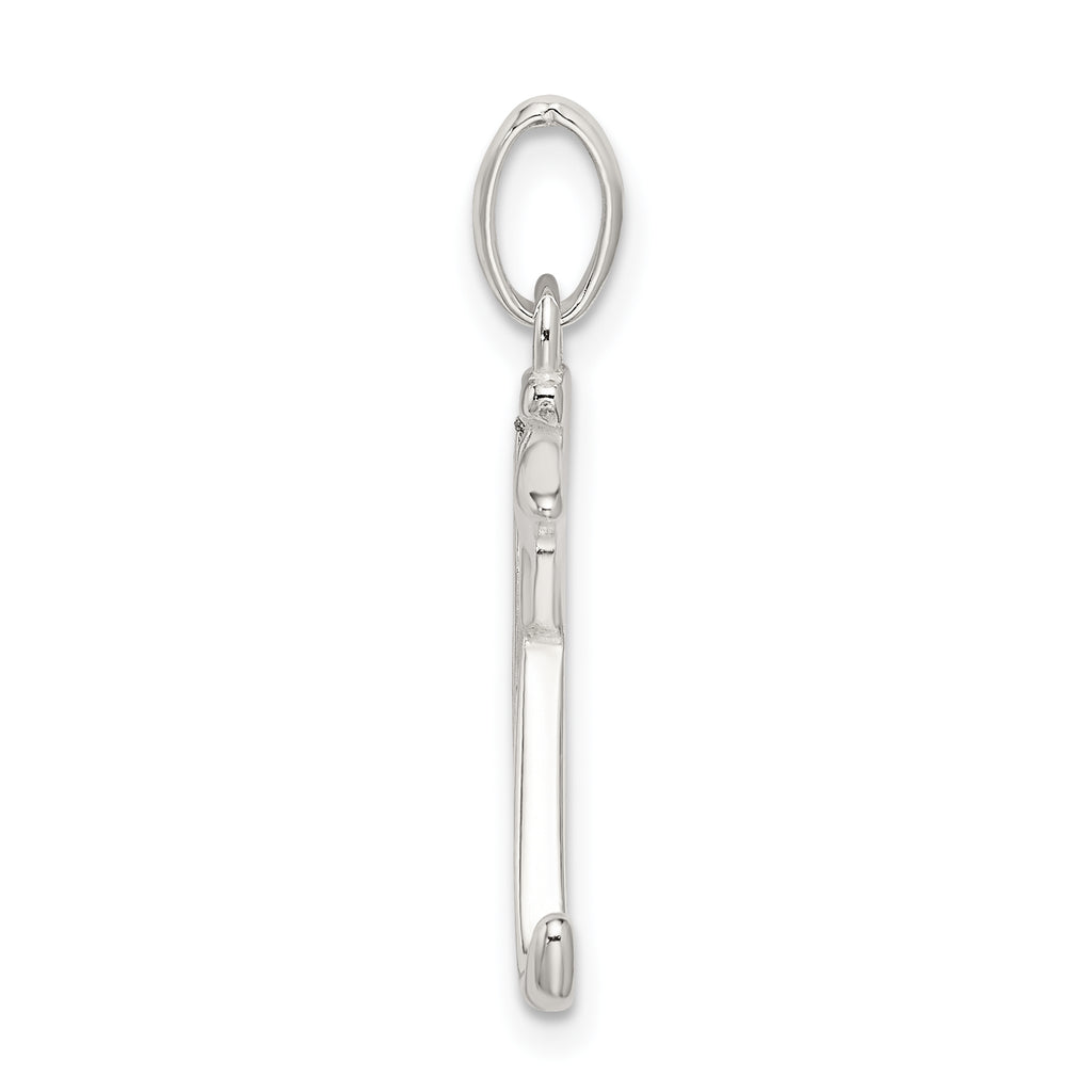 Sterling Silver Enamel Glitter Letter K Pendant Polished Finish
