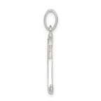 Sterling Silver Enamel Glitter Letter K Pendant Polished Finish