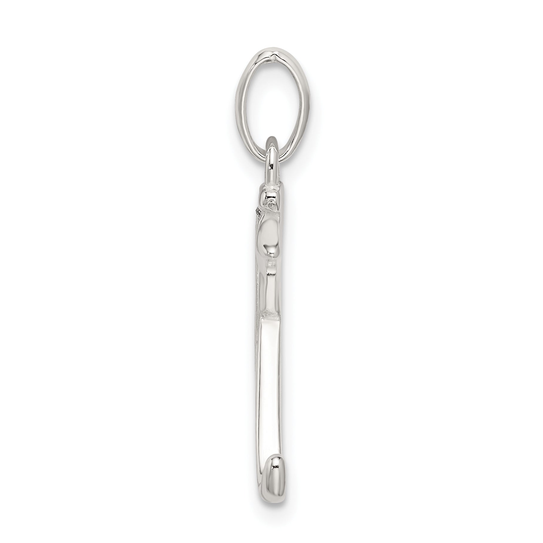 Sterling Silver Enamel Glitter Letter K Pendant Polished Finish