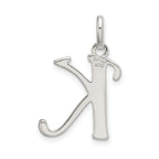 Sterling Silver Enamel Glitter Letter K Pendant Polished Finish