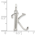 Sterling Silver Enamel Glitter Letter K Pendant Polished Finish