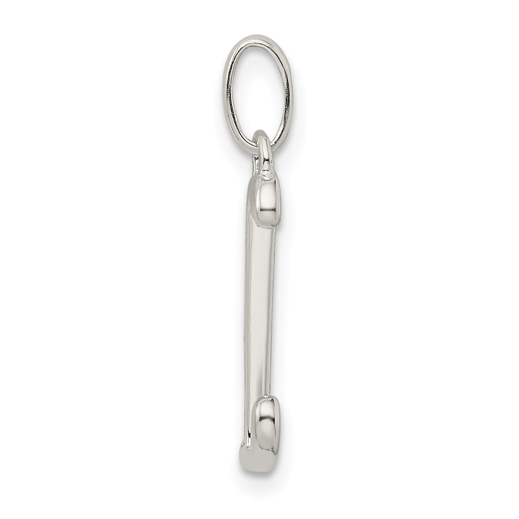 Sterling Silver Enamel Glitter L Pendant with Polished Finish