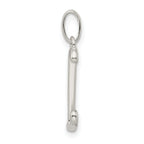 Sterling Silver Enamel Glitter L Pendant with Polished Finish