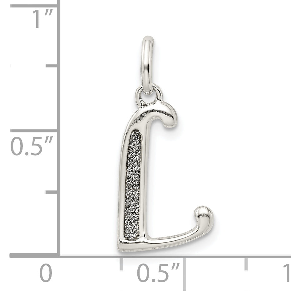 Sterling Silver Enamel Glitter L Pendant with Polished Finish