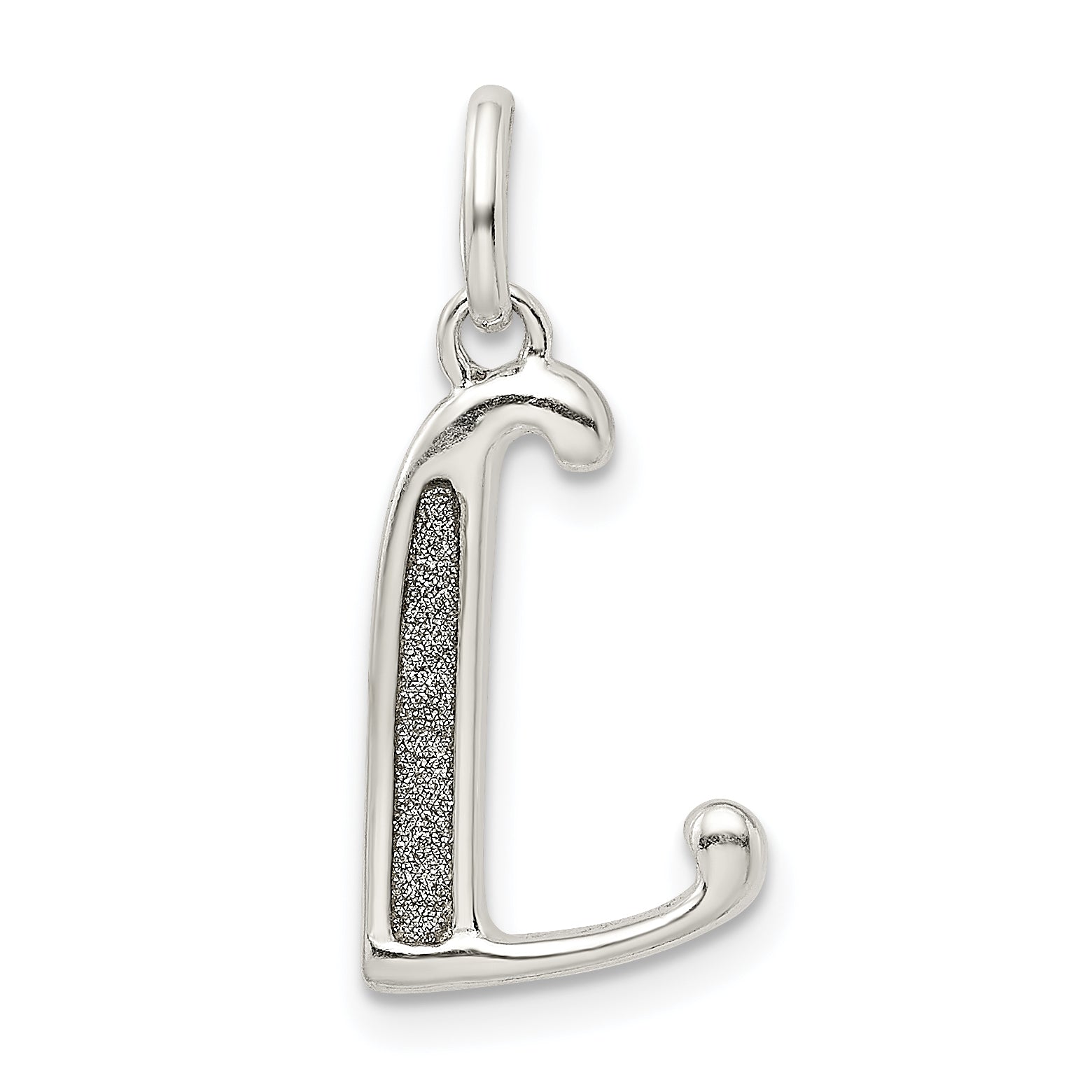 Sterling Silver Polished Glitter Enamel Letter L Initial Charm Main image
