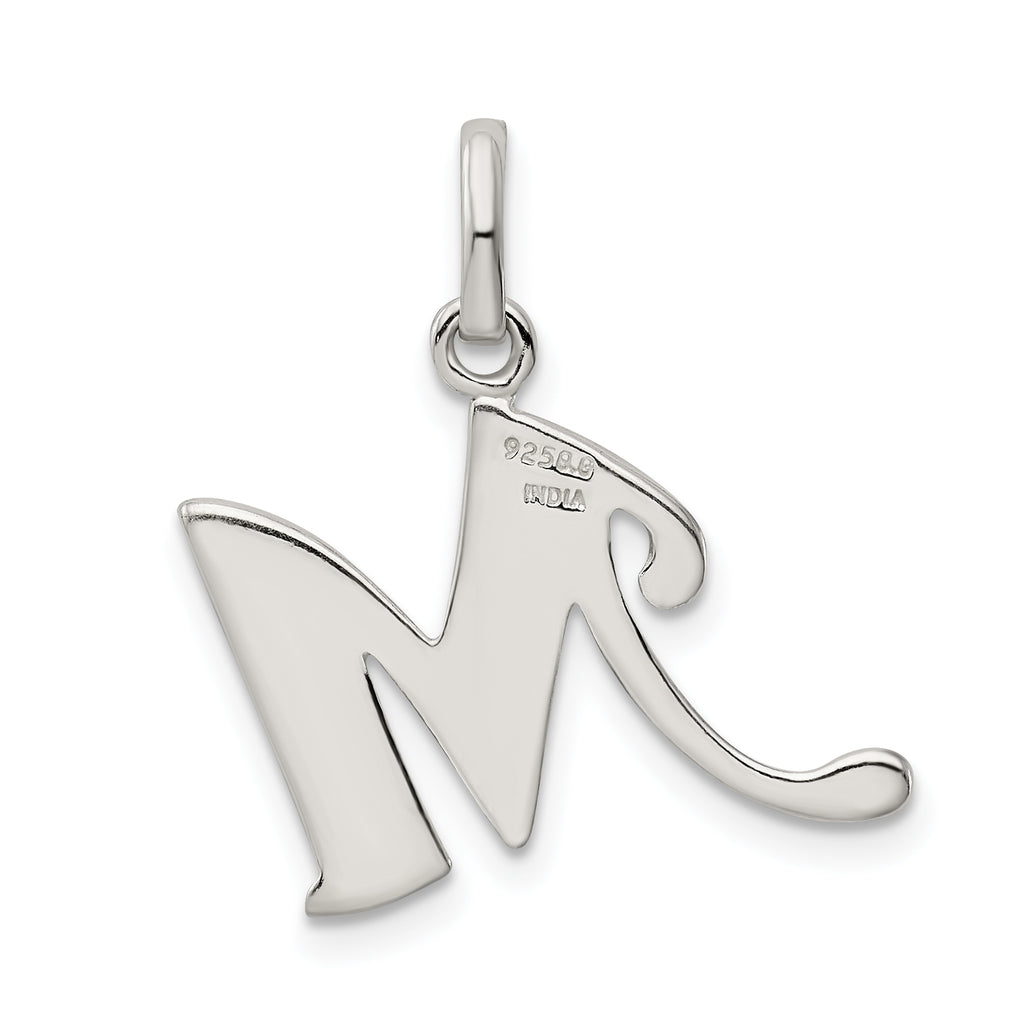 Sterling Silver Glitter Enamel Letter M Pendant Elegant & Polished Finish