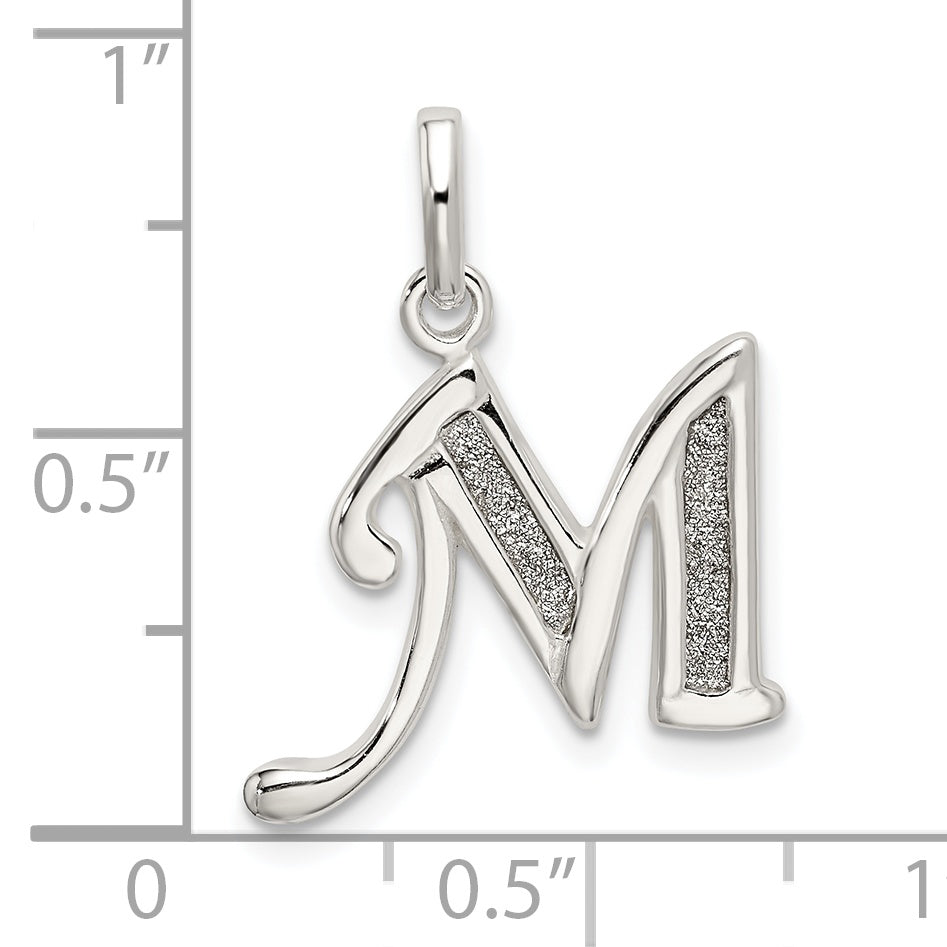 Sterling Silver Glitter Enamel Letter M Pendant Elegant & Polished Finish