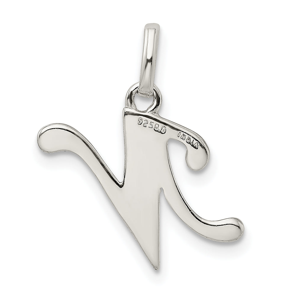 Sophia Jewelers Sterling Silver Enamel Glitter Letter N Pendant