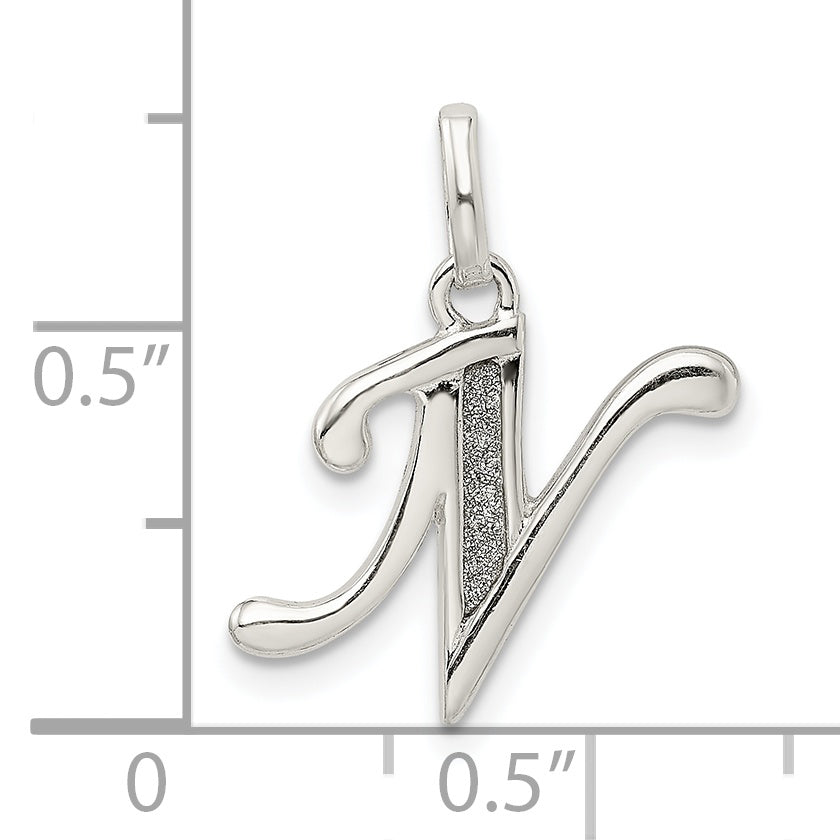 Sophia Jewelers Sterling Silver Enamel Glitter Letter N Pendant