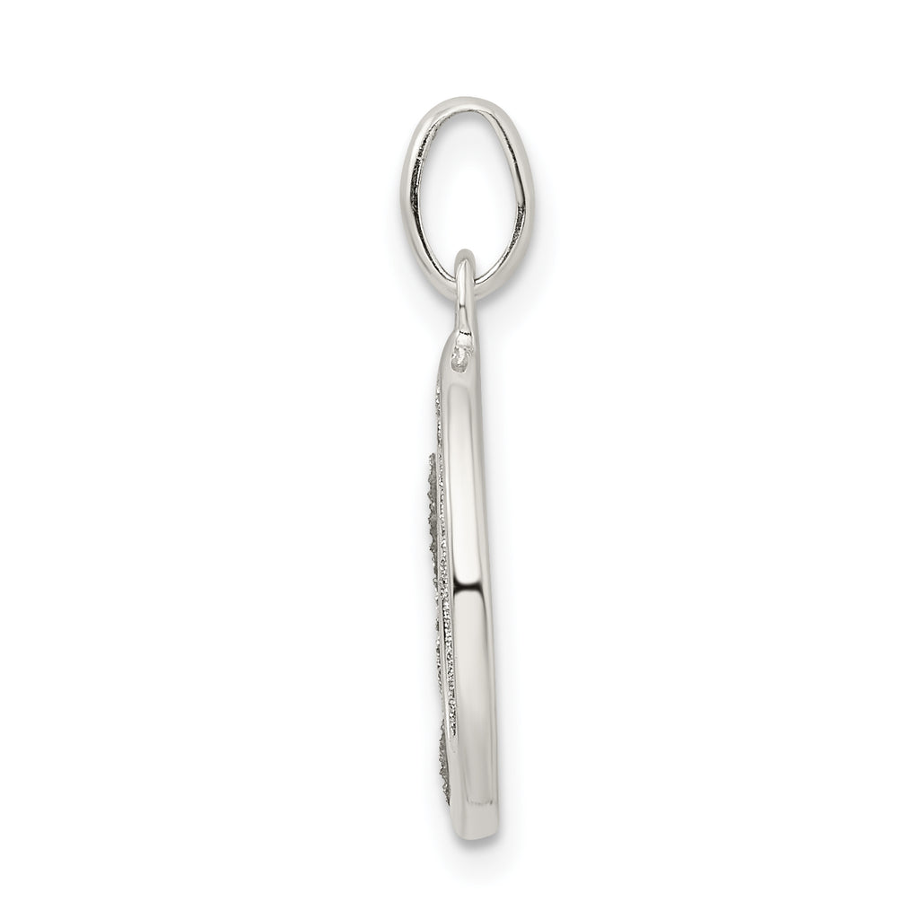 Sterling Silver Glitter Enamel O Pendant with Polished Finish