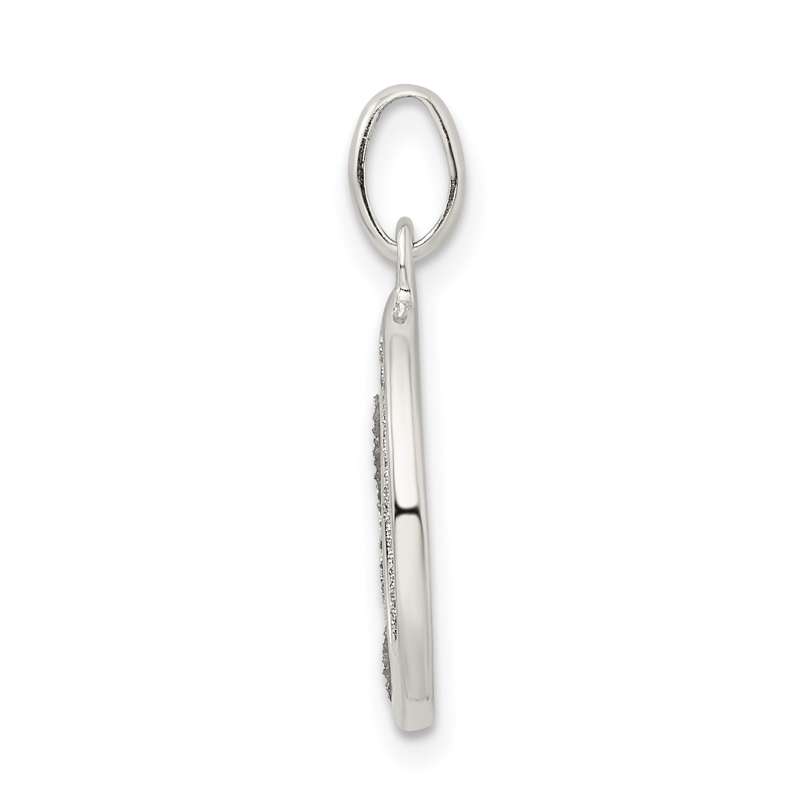 Sterling Silver Glitter Enamel O Pendant with Polished Finish