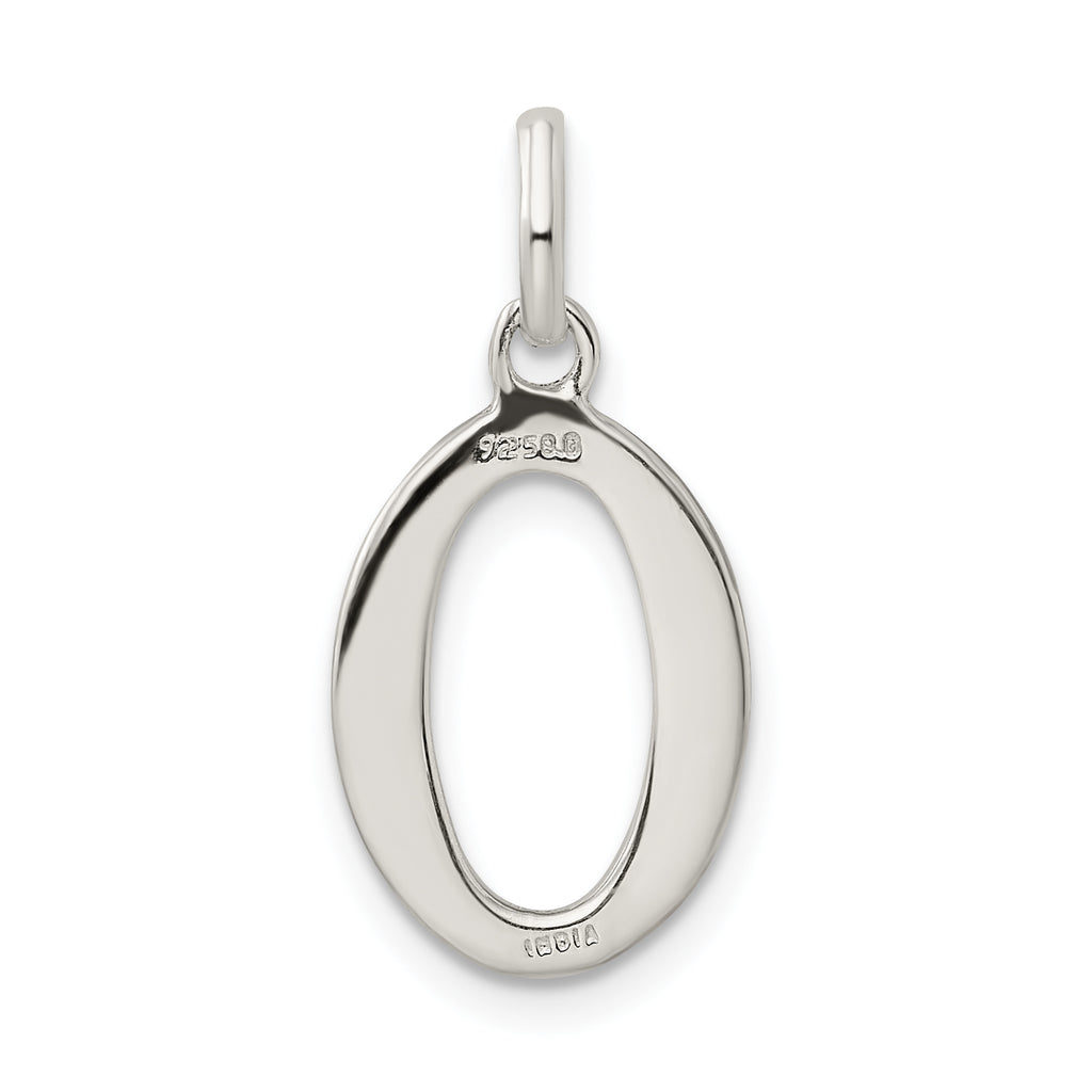 Sterling Silver Glitter Enamel O Pendant with Polished Finish