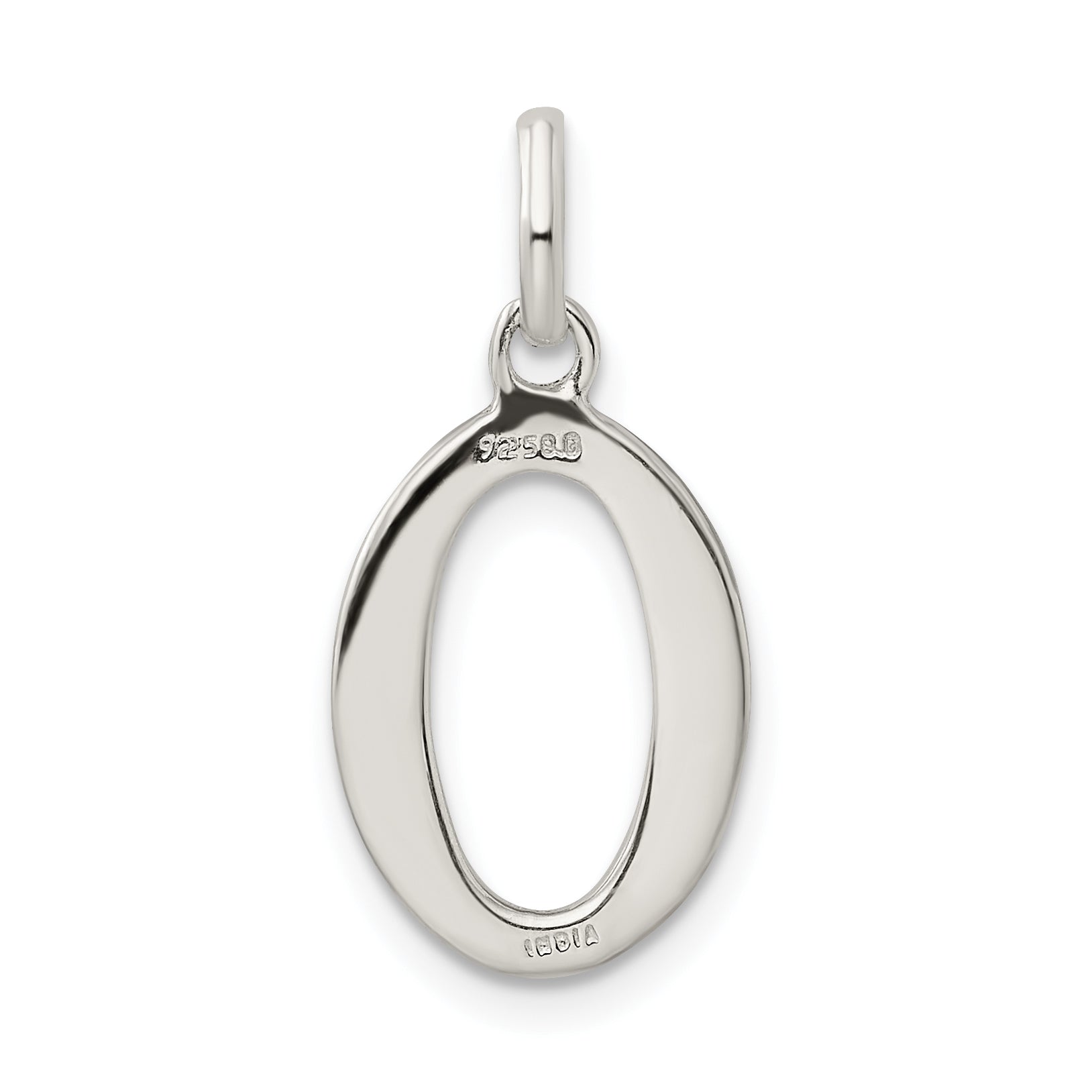 Sterling Silver Glitter Enamel O Pendant with Polished Finish