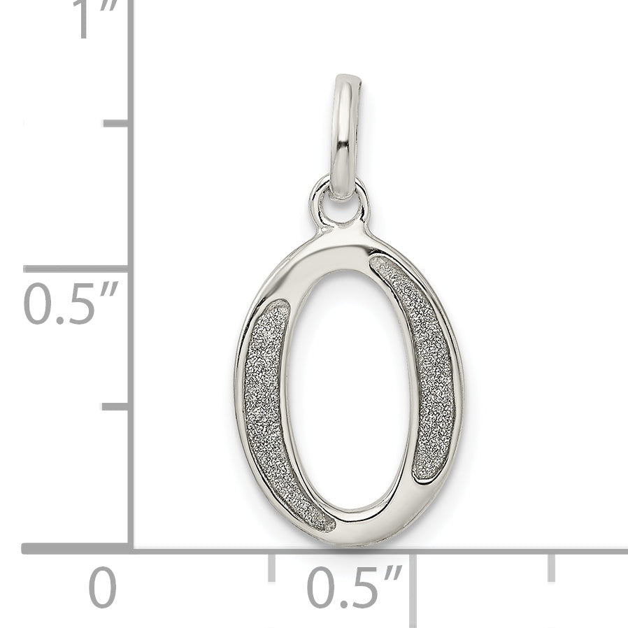 Sterling Silver Glitter Enamel O Pendant with Polished Finish
