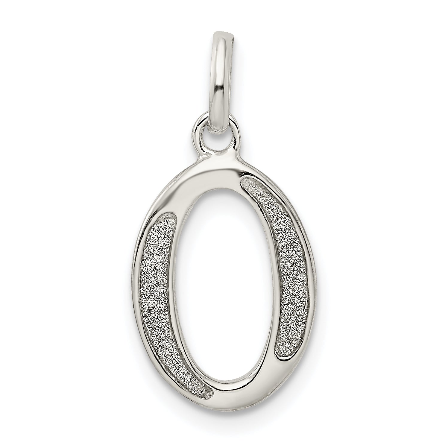Sterling Silver Polished Glitter Enamel Letter O Initial Charm Main image