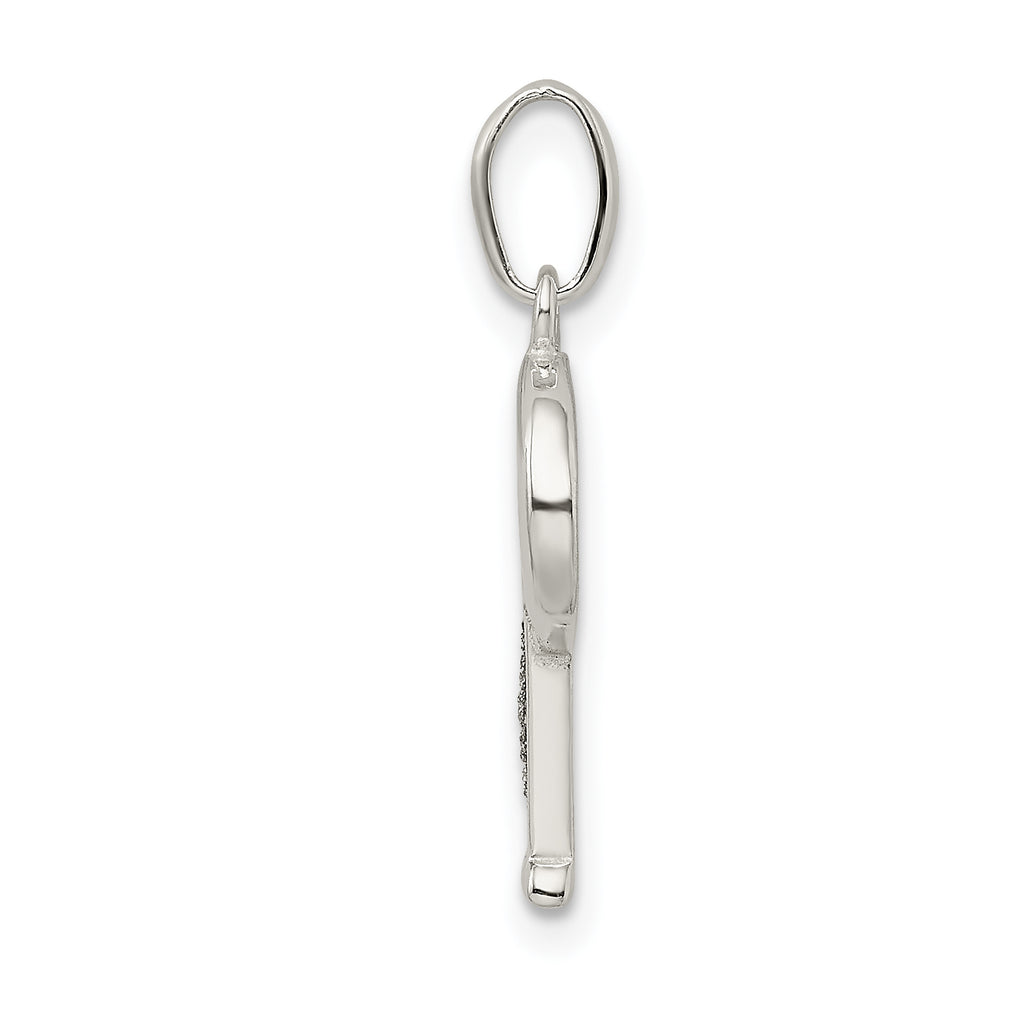 Sterling Silver Polished Glitter Enamel Letter P Pendant Elegant and Anti-Tarnish