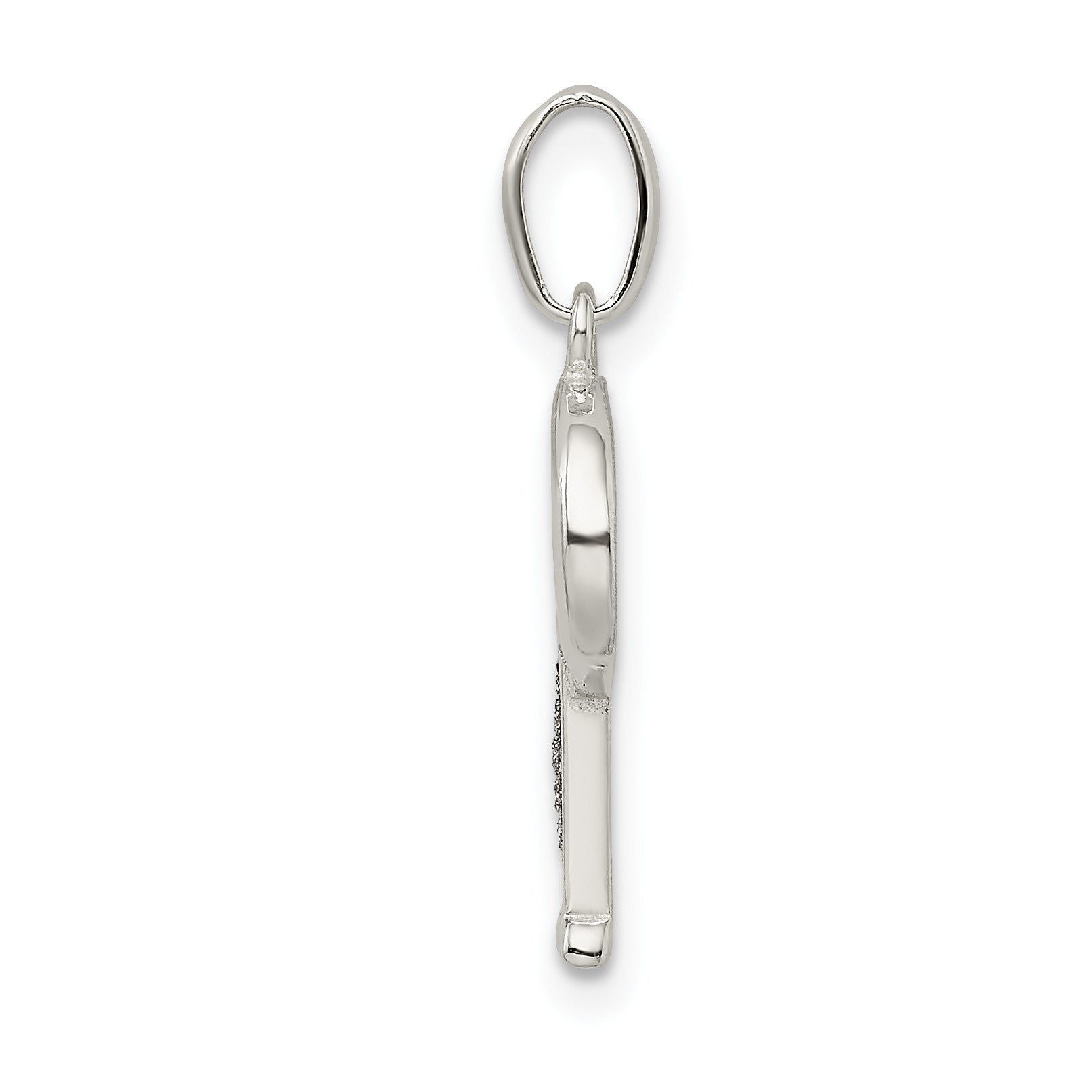 Sterling Silver Polished Glitter Enamel Letter P Pendant Elegant and Anti-Tarnish