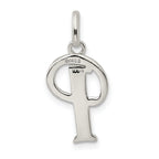 Sterling Silver Polished Glitter Enamel Letter P Pendant Elegant and Anti-Tarnish