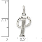Sterling Silver Polished Glitter Enamel Letter P Pendant Elegant and Anti-Tarnish