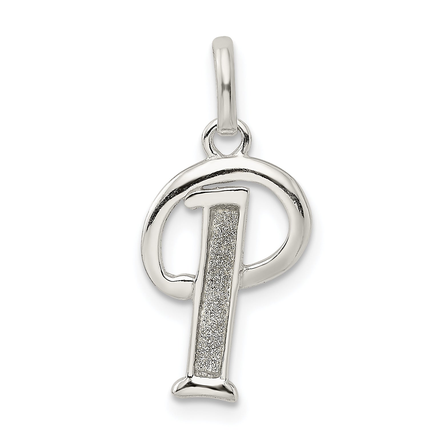 Sterling Silver Polished Glitter Enamel Letter P Initial Charm Main image