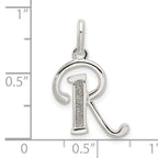Sterling Silver 925 Enamel Letter R Pendant with Glitter Finish