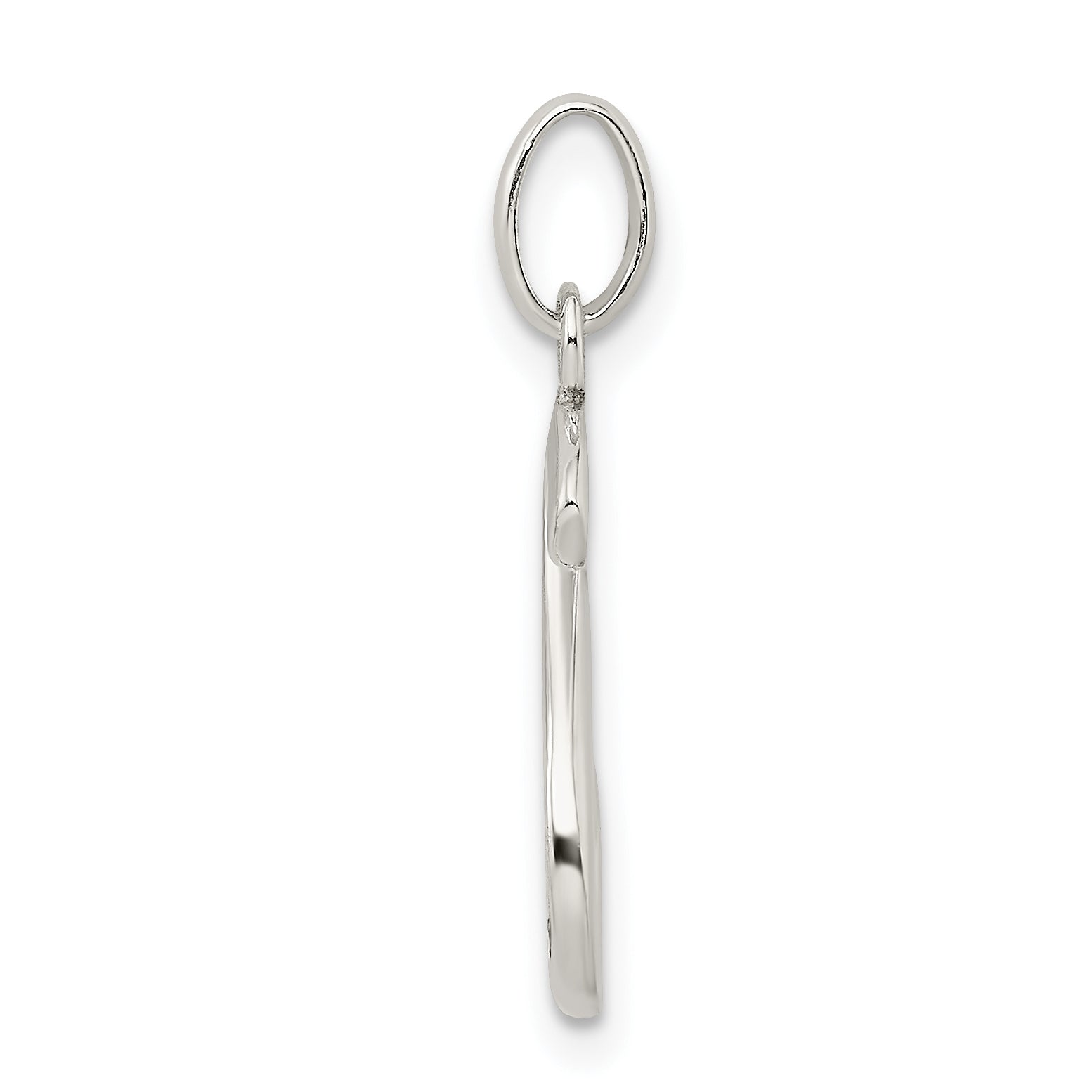 Sterling Silver 925 S Pendant with Glitter Enamel Polished Finish