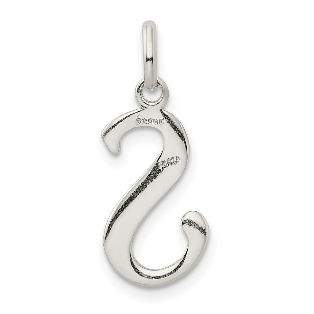 Sterling Silver 925 S Pendant with Glitter Enamel Polished Finish
