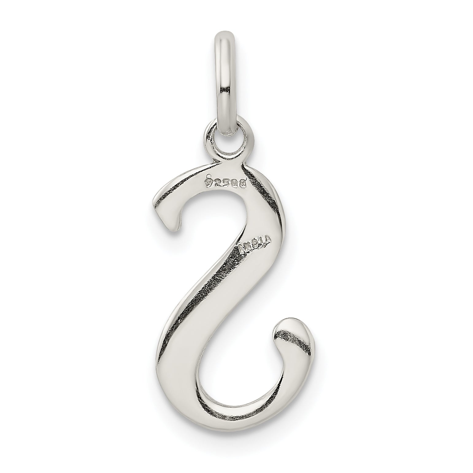 Sterling Silver 925 S Pendant with Glitter Enamel Polished Finish