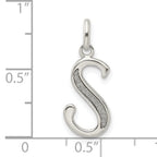 Sterling Silver 925 S Pendant with Glitter Enamel Polished Finish