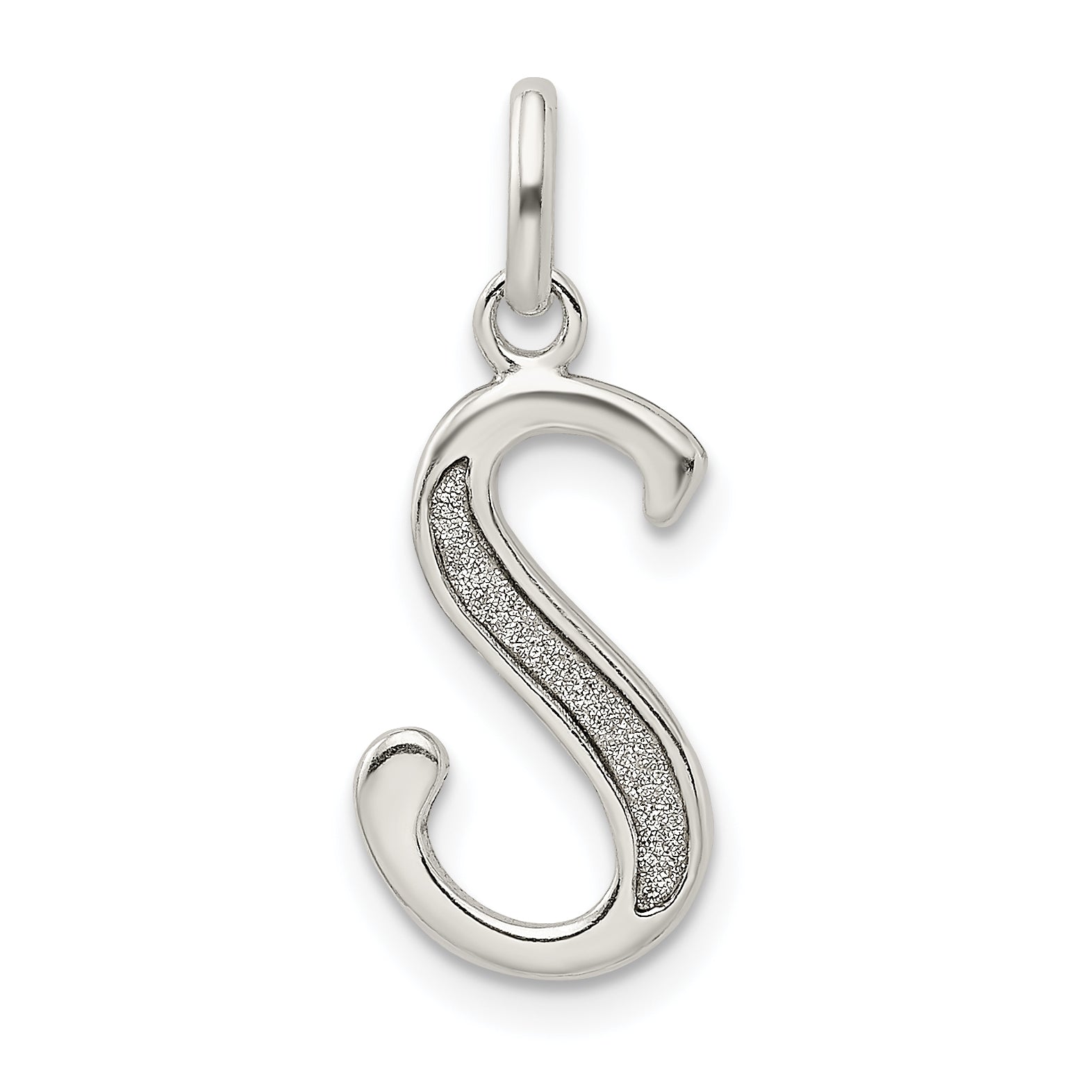 Sterling Silver Polished Glitter Enamel Letter S Initial Charm Main image