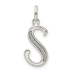 Sterling Silver Polished Glitter Enamel Letter S Initial Charm