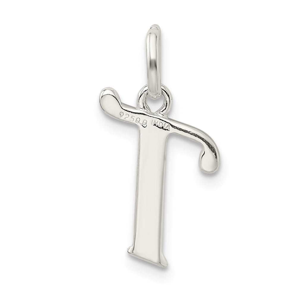 Sterling Silver Enamel Glitter T Pendant Polished Anti-Tarnish