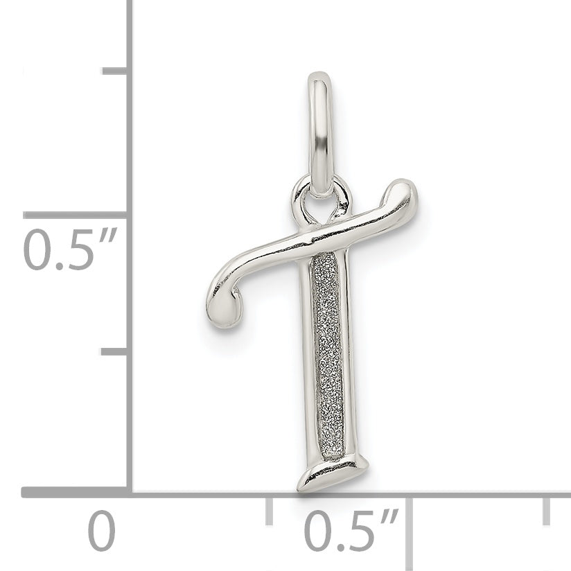 Sterling Silver Enamel Glitter T Pendant Polished Anti-Tarnish