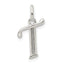 Sterling Silver Polished Glitter Enamel Letter T Initial Charm