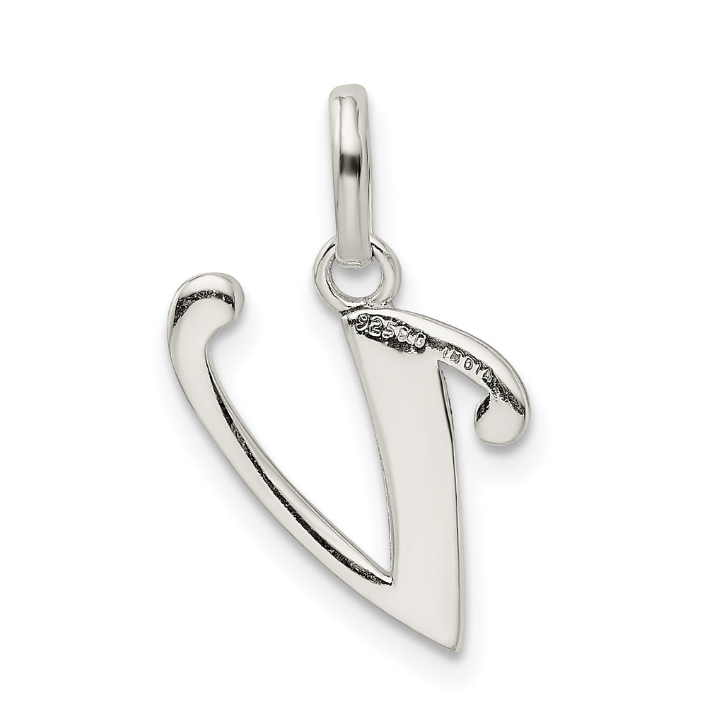 Sterling Silver Enamel Glitter V Pendant Polished Anti-Tarnish