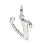 Sterling Silver Enamel Glitter V Pendant Polished Anti-Tarnish