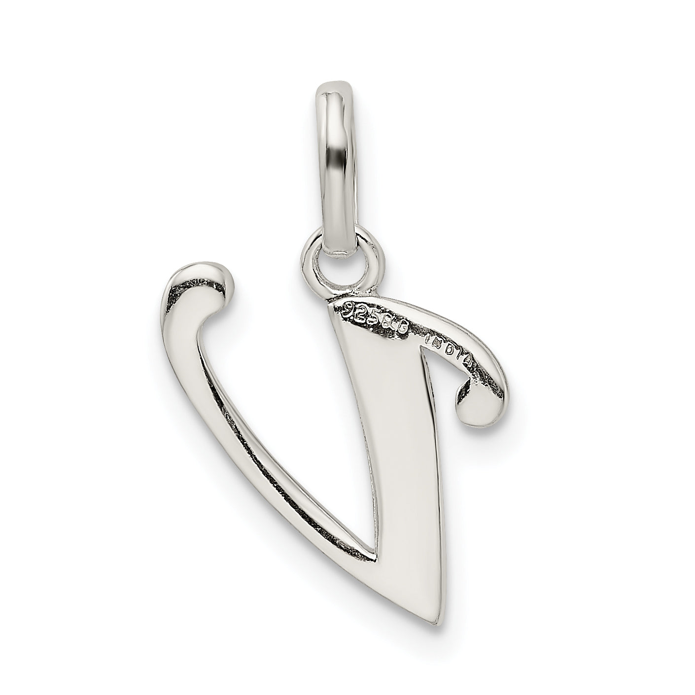 Sterling Silver Enamel Glitter V Pendant Polished Anti-Tarnish