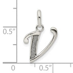 Sterling Silver Enamel Glitter V Pendant Polished Anti-Tarnish